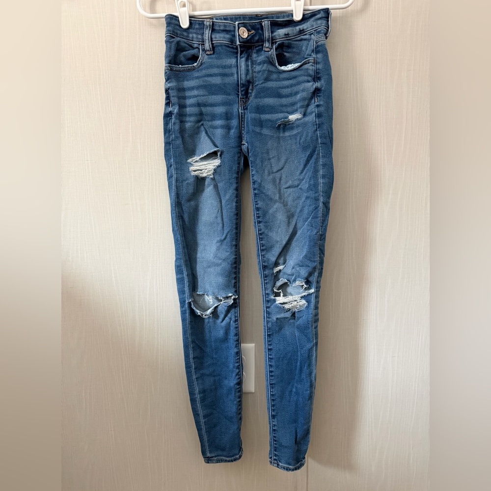 Distressed Blue Jeans